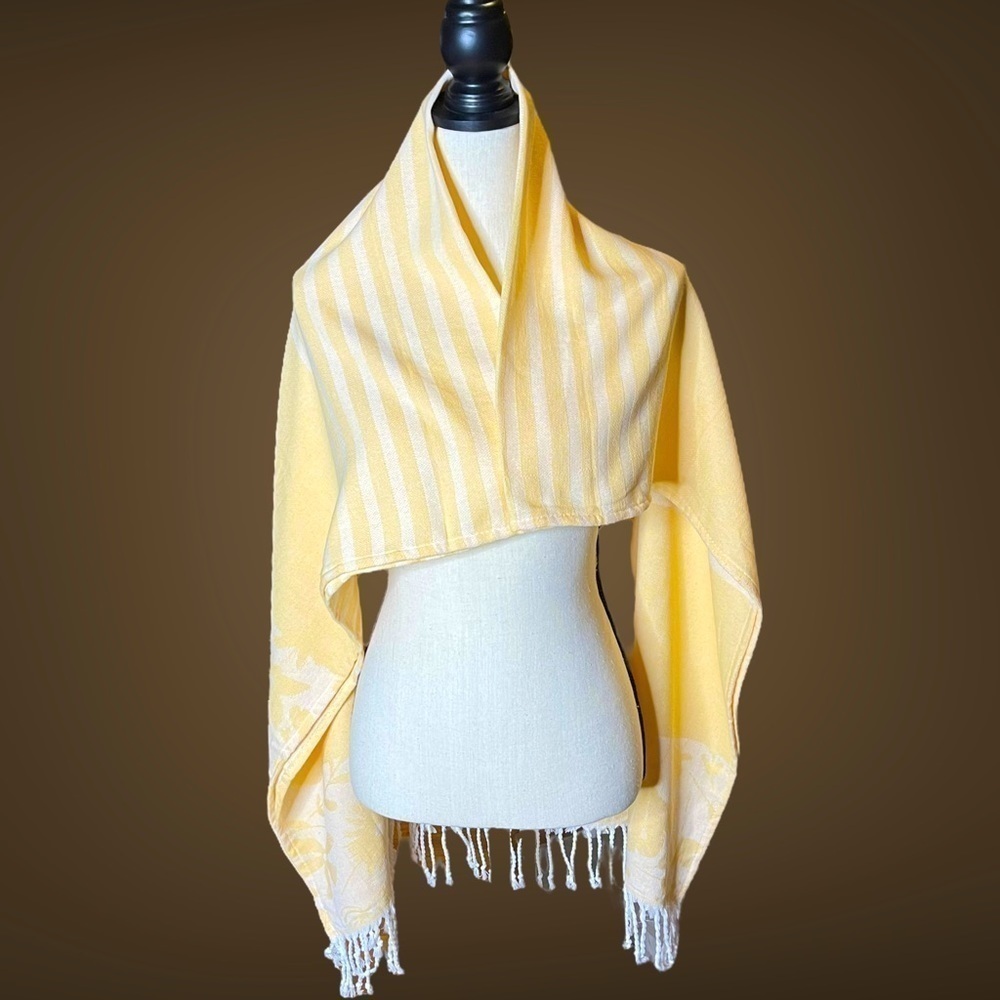 The Girlfriend NWT Yellow and White Woven Towel Wrap 70” Beach Coverup